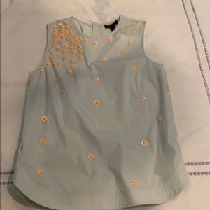 JCrew Sleeveless Beaded Flower Tank